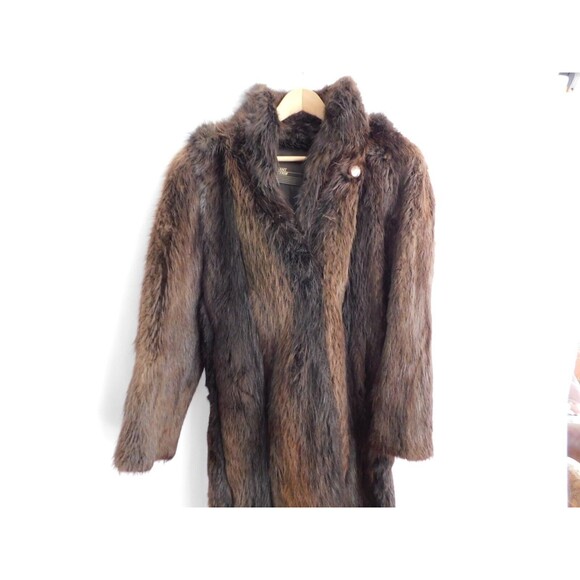 Real Beaver Fur Full Length Coat w/ Hood Evans Collection *See Measurements* - Picture 4 of 16